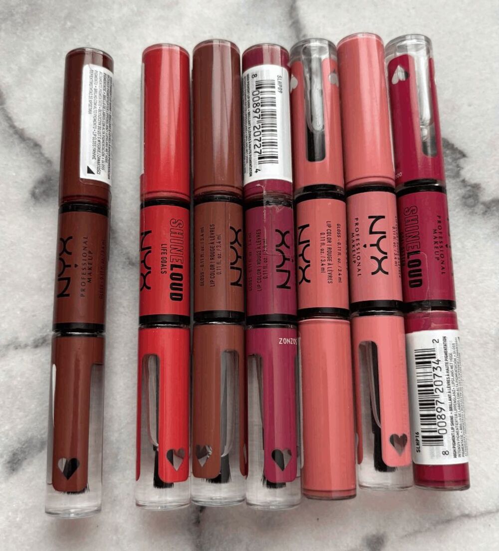 NYX Shine Loud Two Step Gloss Lip Color Pinks and Neutrals Lot of 7